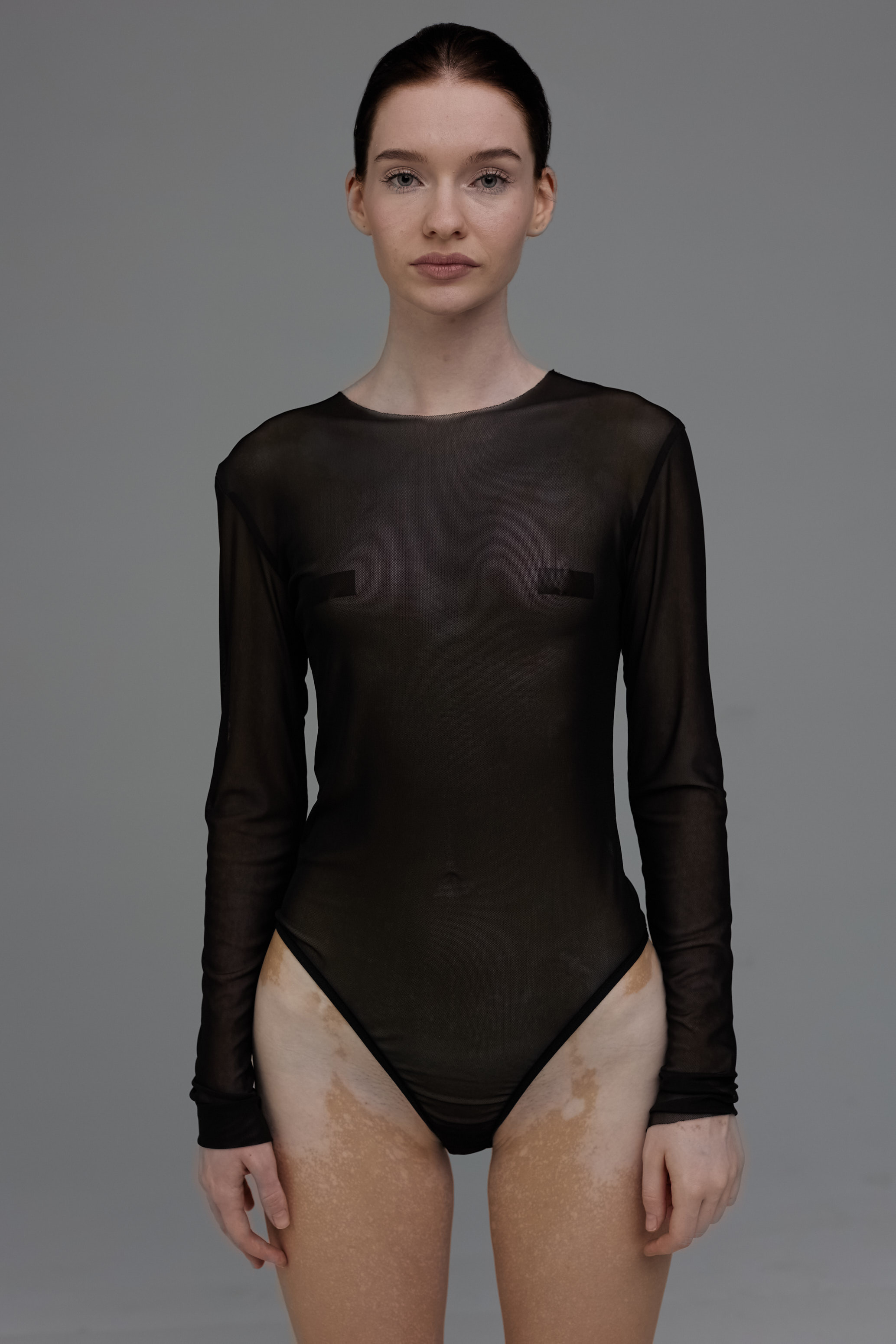 mesh bodysuit in black color